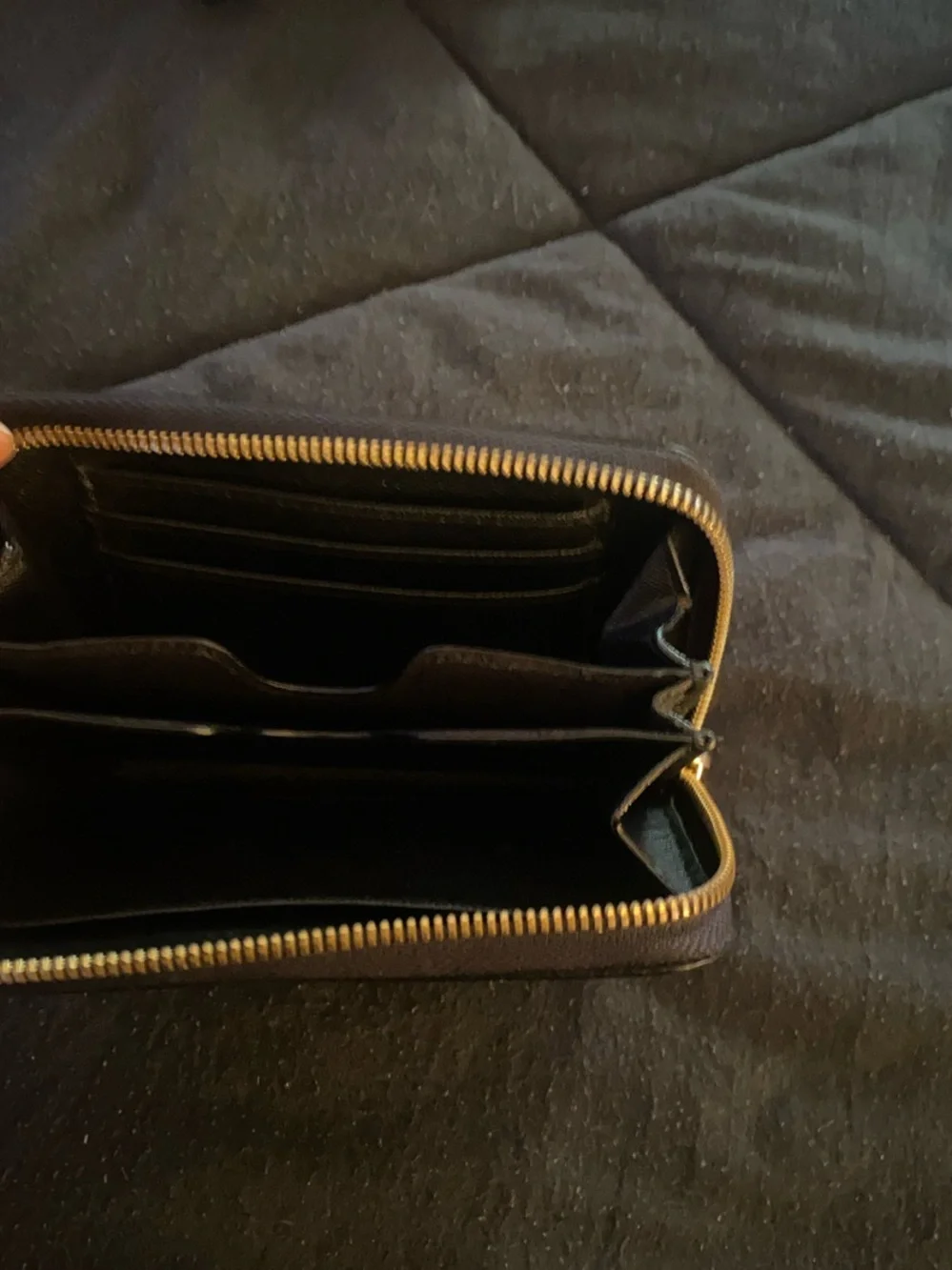 Michael Kors Black Saffiano Zip Wallet with Gold Plaque